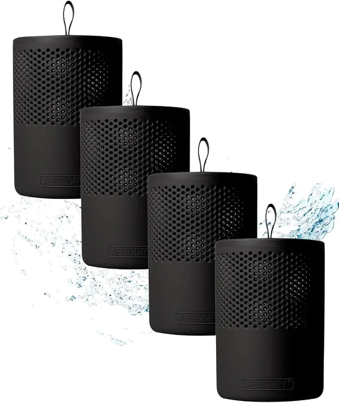 Absodry, deumidificatore senza corrente fino a – con confezione di ricarica – in plastica riciclata – deumidificatore per soggiorno, bagno, cantina – deumidificatore appartamento – confezione da 4 (4