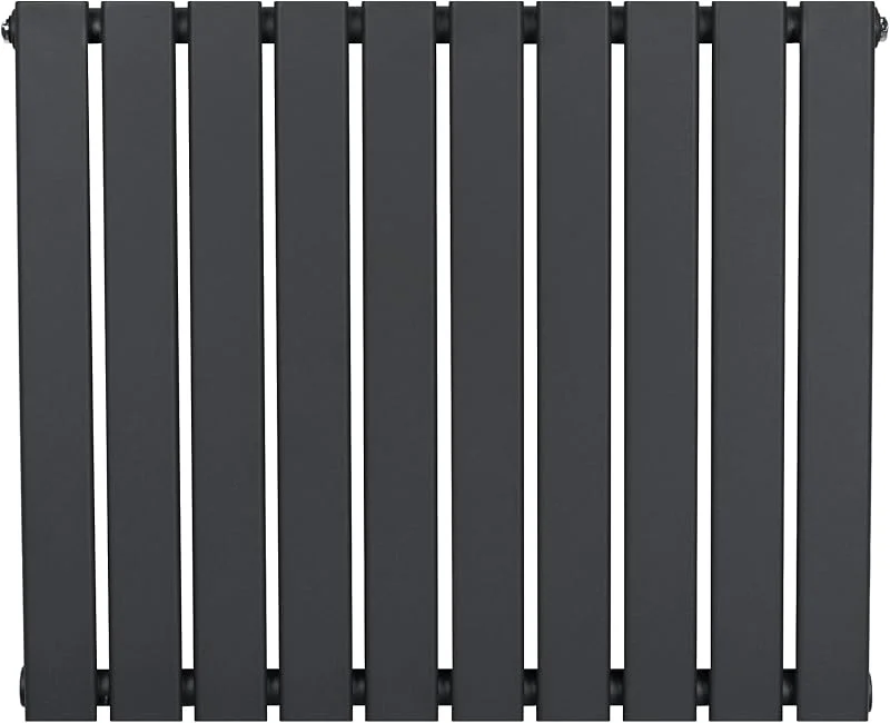 Radiatore Piatto a Colonna Singola 600 x 700 mm Orizzontale Design Moderno Acciaio al Carbonio Pannello Singolo Riscaldamento Centrale Antracite Opaco con Kit Fissaggio e Spazzola