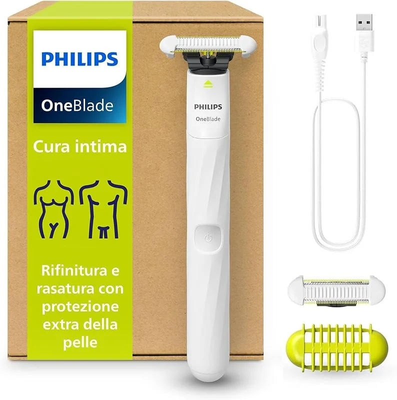 Philips OneBlade Intimate, cura intima, rifinitura e rasatura con protezione extra della pelle, Rasatura precisa e confortevole - senza radere completamente a zero, modello QP1924, 30 — Cura della pelle
