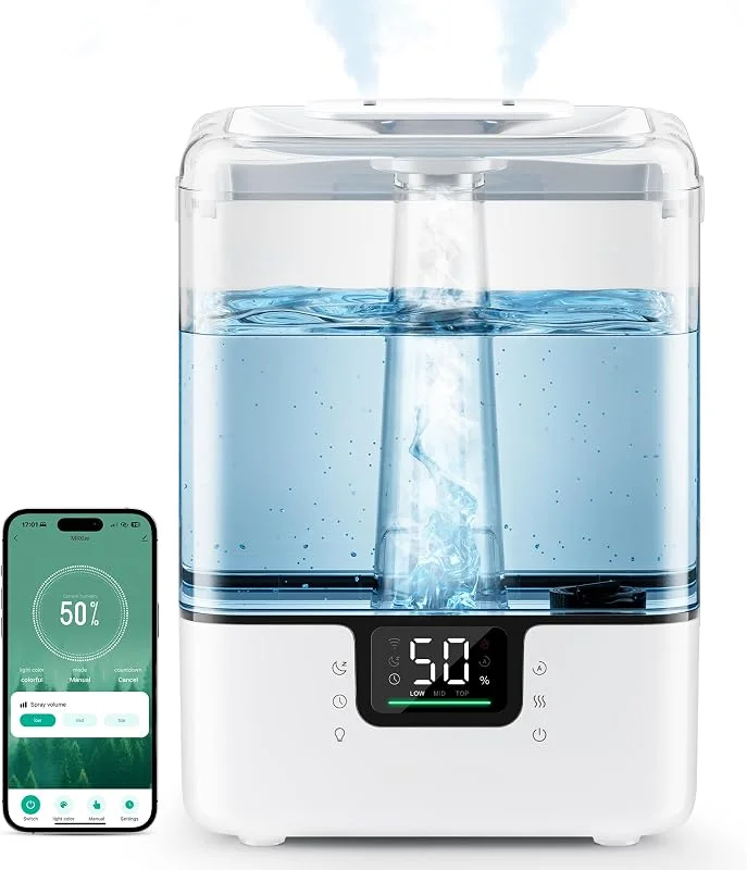 MERONTE Umidificatore intelligente con app e controllo vocale, 6 l, bianco