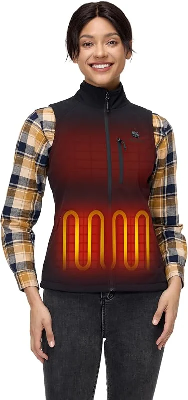 ORORO Gilet da donna in softshell, con power bank, leggero, in softshell, riscaldato — Abbigliamento riscaldato