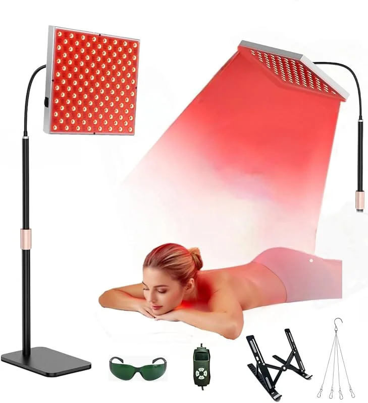 Lampada a pannello per terapia a luce rossa a 225 LED, dispositivo per terapia a luce rossa a infrarossi vicini a 660 nm e 850 nm per corpo intero, viso, collo, schiena, spalle, vita, sollievo dal dolore — Riscaldamento