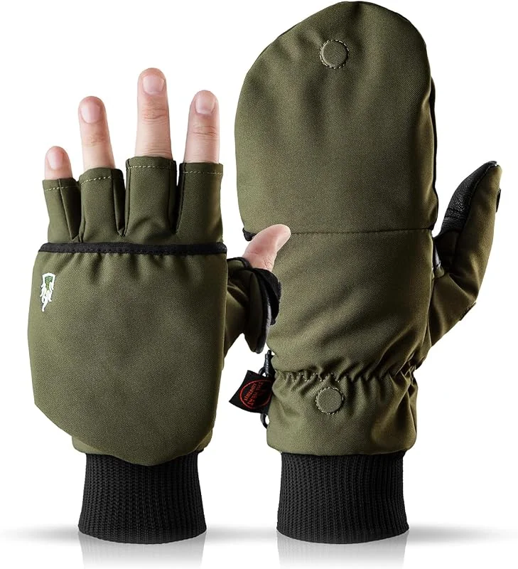 THE HEAT COMPANY - Heat 2 Softshell - guanto senza dita e muffola in uno - qualità premium - guanti invernali caldi e guanti da ciclismo - contro il freddo durante lo sport e il lavoro — Abbigliamento riscaldato