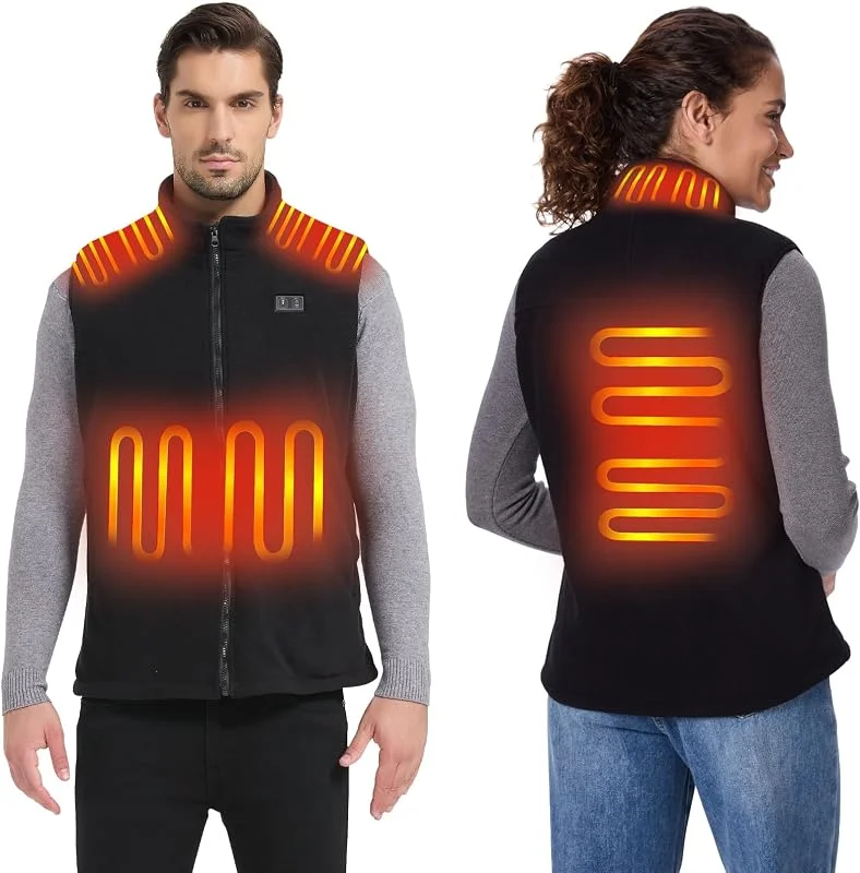 Loowoko gilet riscaldato uomo donne pile (senza batterie), giubbotto termico riscaldato leggero, 3 livelli+6 zone di riscaldamento, Per il lavoro all'aperto, la moto, passeggiate e uscite — Abbigliamento riscaldato