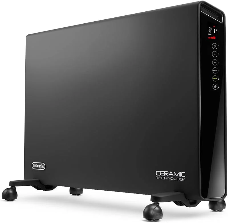 De'Longhi HX65L22 Slim Style TermoConvettore Elettrico, Silenzioso, Tecnologia Ceramica, TIMER 24H, 3 Livelli di Potenza, Sistema Anti-Ribaltamento, Funzione ECO-PLUS, per Ambienti fino a 65m³, Nero — Riscaldamento