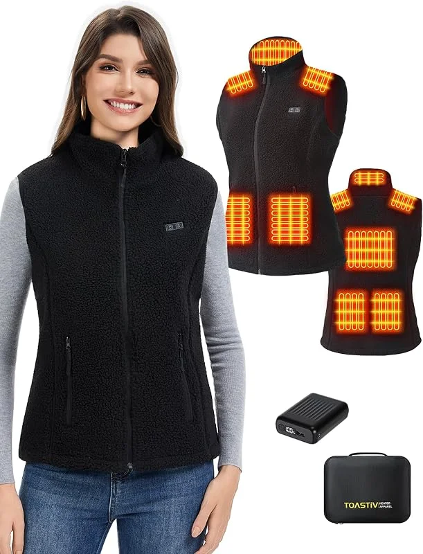 Gilet Riscaldato Donna con Batteria 18400mAh, 8 Zone Riscaldanti, Gilet Termico Donna in Pile, Lavabile, Riscaldabile per Inverno Esterno — Abbigliamento riscaldato
