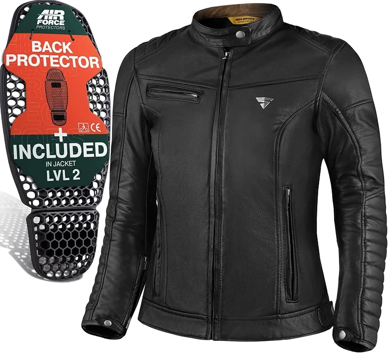 SHIMA WINCHESTER 2.0 Giacca Moto Donna AirForce Paraschiena Giubbotto Protezioni Estiva Giacche Pelle Ventilato — Abbigliamento riscaldato
