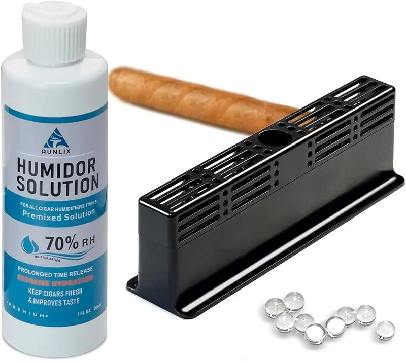 Humidor Solution e kit umidificatore per sigari 3 vie-Soluzione Humidor 200ml, fluido umidificatore per humidor sigari, Sistema umidificazione adatto humidor, scatola di sigari, Adatto 1-100 sigaris Cuba