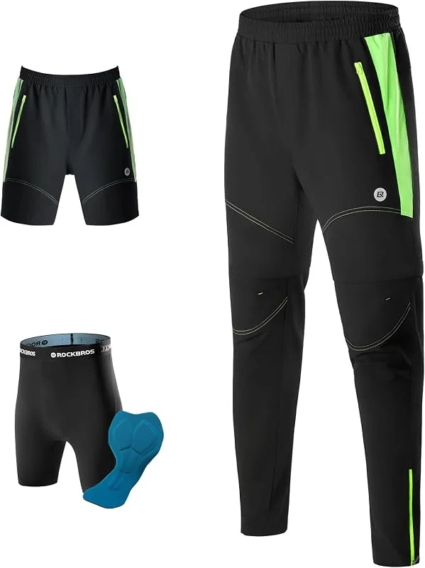 ROCKBROS Pantaloni da Ciclismo Convertibile, Pantaloni Trekking Uomo, Design 3 in 1 Pantaloncini Imbottitura, Pantaloni Lunghi Sportivi, per Ciclismo Campeggio, Pesca, Alpinismo — Abbigliamento riscaldato