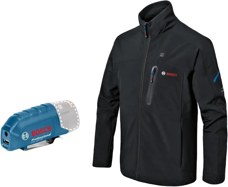 Bosch Professional Giacca riscaldabile GHJ 12+18V XA (incl. adattatore per ricarica USB GAA 12V-21, senza batteria) - Taglia L — Abbigliamento riscaldato