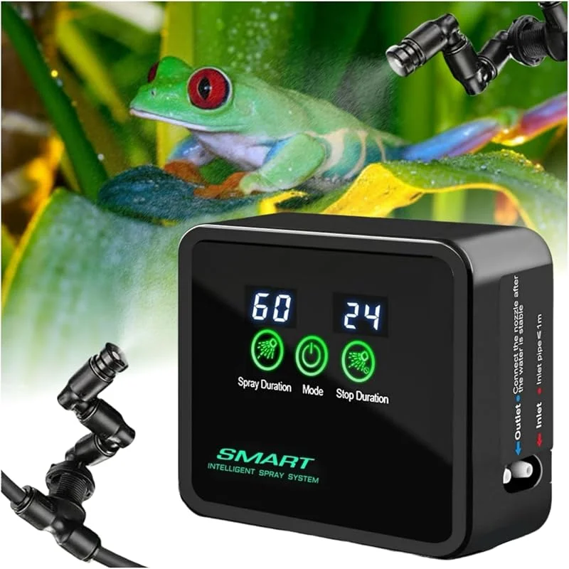 Nebulizzazione Terrario Rettili, Umidificatore per Terrario Rettili con Timer e Ugelli a 360°, Sistema di Nebulizzazione Intelligente per Rettili Anfibi Piante Tropicali