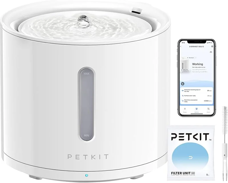 PETKIT EVERSWEET Solo 2 Fontana d'acqua per animali domestici, pompa senza fili, controllo tramite app, ultra silenzioso, modalità Smart, Normal, DND, erogatore d'acqua per cani e gatti-2L — Umidificatore