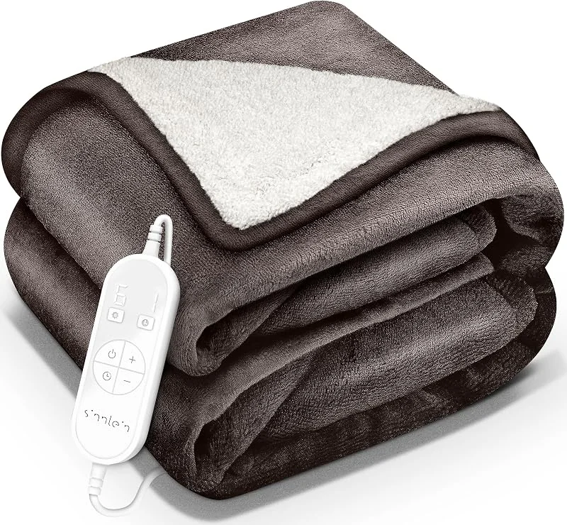 sinnlein® Coperta Elettrica 160x120cm con spegnimento automatico, 9 Livelli di Riscaldamento, Timer, Riscaldamento Rapido, Per Divano, Letto