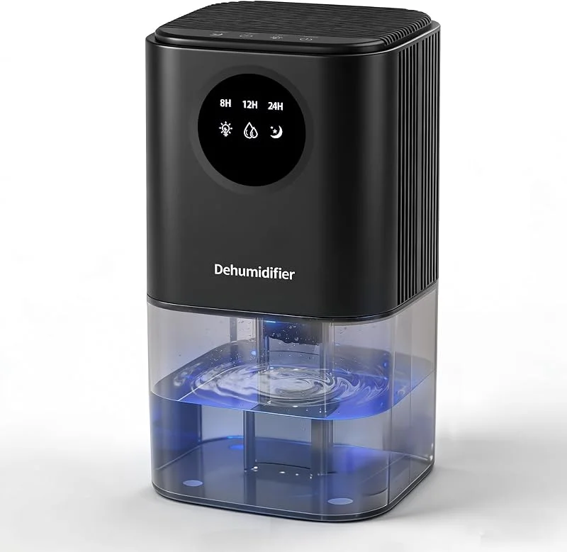 Deumidificatore, piccolo deumidificatore per casa, ultra silenzioso (25 dB), mini deumidificatore portatile per bagno, camera da letto, armadio, cantina, camper, con LED a 7 colori, sbrinamento