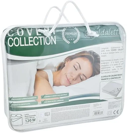 COVERI COLLECTION Scaldaletto Singolo e Matrimonia, basso consumo, riscaldamento rapido, temp. personalizzata, 100% Poliestere, comando con 3 temperature regolabili (MATRIMONIALE CM 160X140)