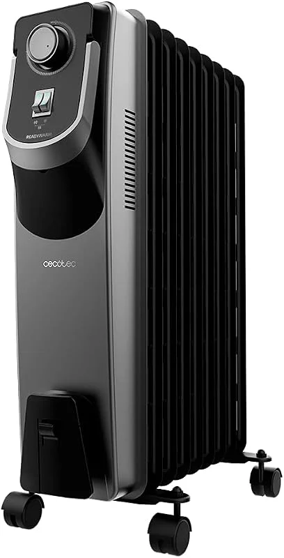 Cecotec Radiatore ad olio ReadyWarm 9000 Space 360º Black. 9 Moduli, 2000 W di potenza, 3 livelli di potenza, Sistema EasyGo, Doppio sistema di sicurezza — Riscaldamento