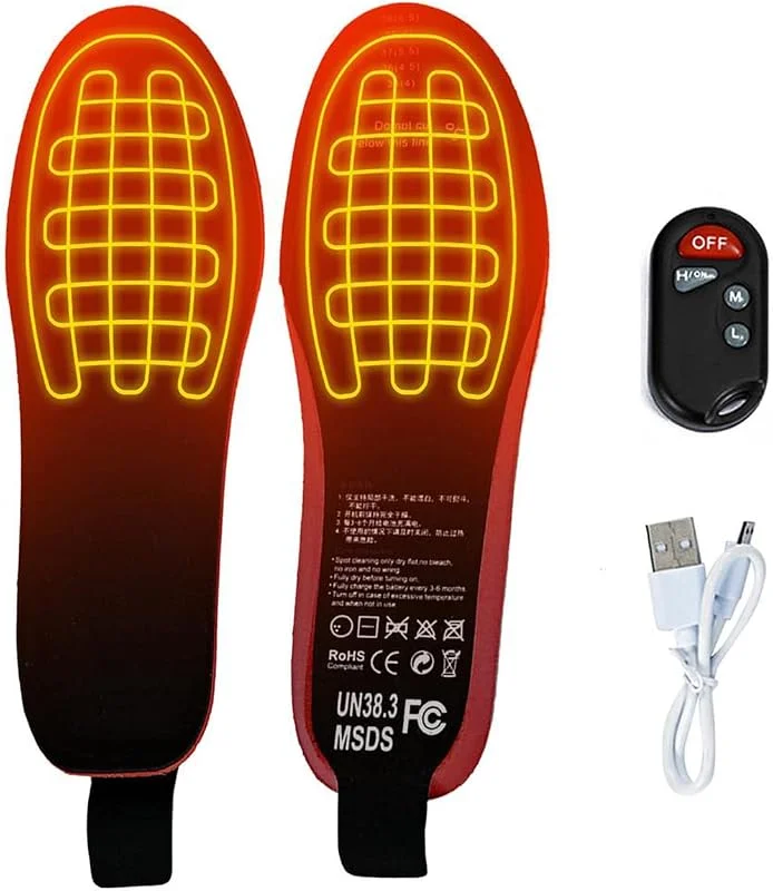 Solette Riscaldate, Solette Riscaldate Scarpe con Telecomando, Solette Termiche Elettriche Taglio Libero, 3 Livelli della Temperatura Scaldapiedi per Uomo Donna, per Outdoor Campeggio(Size:Grande) — Abbigliamento riscaldato