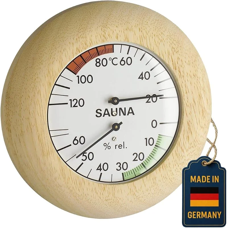 TFA Dostmann Termoigrometro per sauna, 40.1028, resistente al calore, temperatura e umidità, Made in Germany — Umidificatore