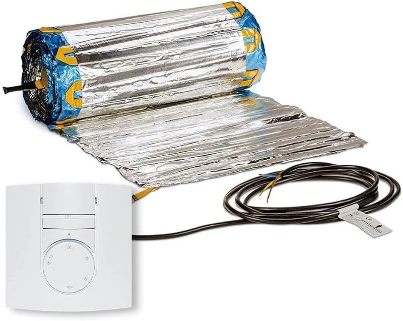 Tappetino riscaldante elettrico a pavimento in Aliuminium IR a infrarossi Warmset 150 W per m2 Oro … (6, 0 m2, termostato manuale) — Riscaldamento