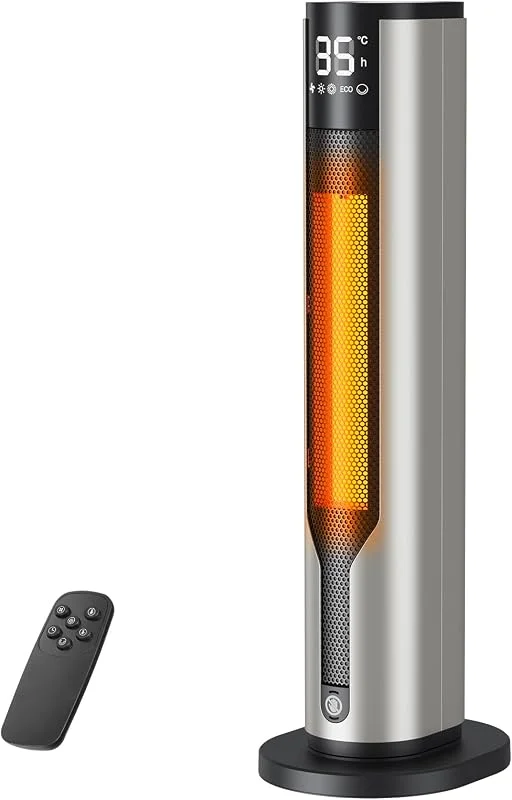 Stufetta Elettrica Basso Consumo 2000W, Termoventilatore da Bagno a Torre, Stufetta Elettrica da Bagno Cerámico PTC, Silenzioso con 3 Livelli, Timer 12H, 70° Oscillazione, Protezione Sicurezza, Casa — Riscaldamento