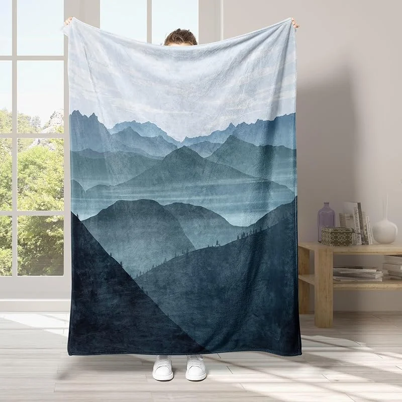 Nuvola Coperta di Flanella 220x240cm, Montagna Blanket Morbido Caldo e Confortevole, Modello di Copert con Stampa 3D, Adatto a Tutte le Stagioni — Riscaldamento