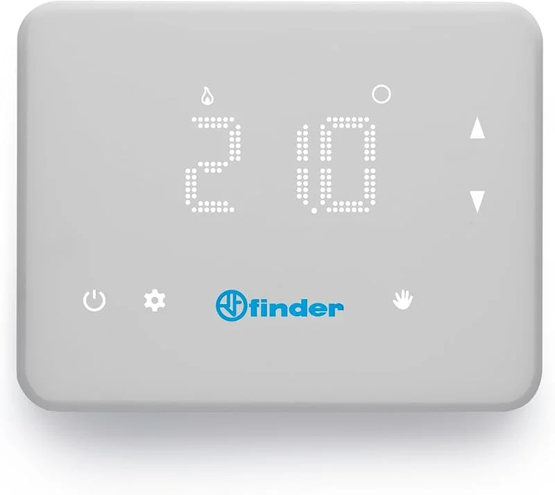 Finder BLISS WiFi NEXT Cronotermostato Digitale Connesso Tipo 1C.91. Alimentazione a batterie o con alimentatore. Gestibile da remoto tramite App, programmazione manuale o guidata. Colore Bianco — Riscaldamento
