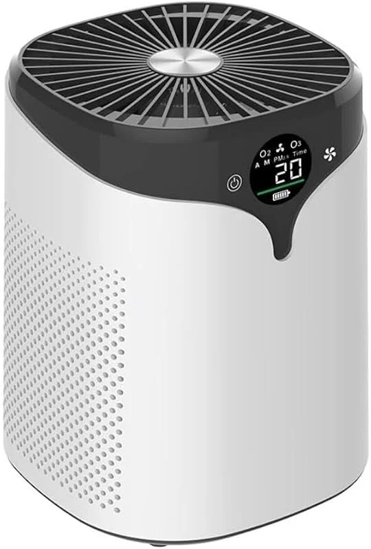 Purificatore d'Aria HEPA H13 Silenzioso 22dB per Allergie per polvere Pelo Animali - Filtrazione 3 Stadi Stanze 45m² con per Luce Notturna — Umidificatore
