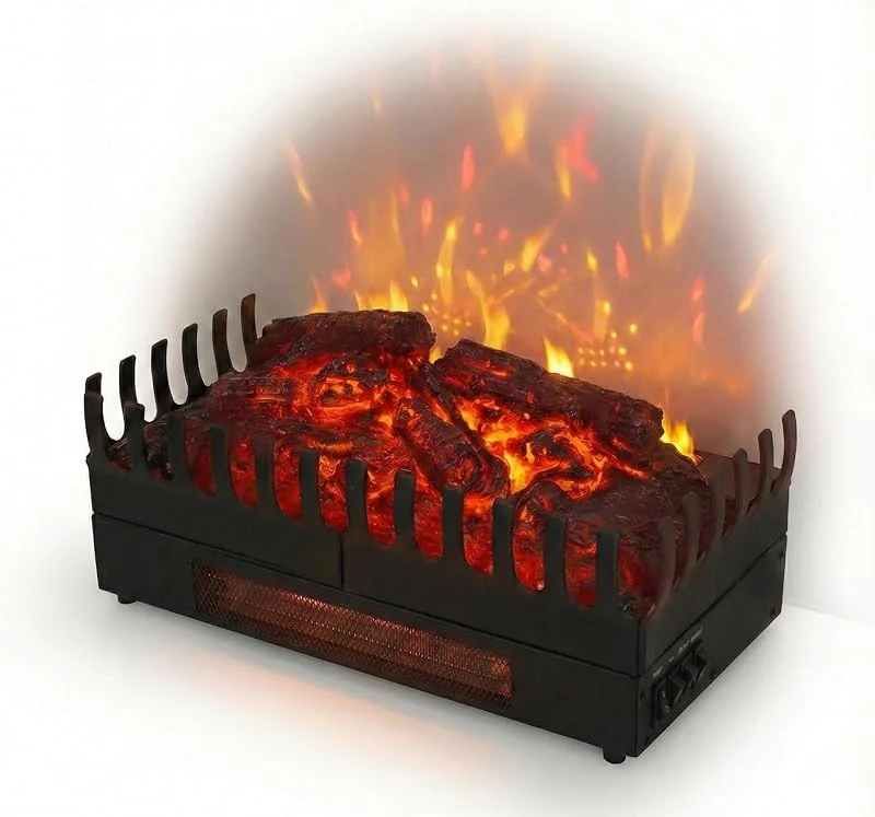 CHEMIN'ARTE Camino elettrico con Effetto Fiamma LED - Legno Sintetico - 45 x 23 x 24 cm - Fuoco Elettrico - Riscalmento 2000W — Riscaldamento