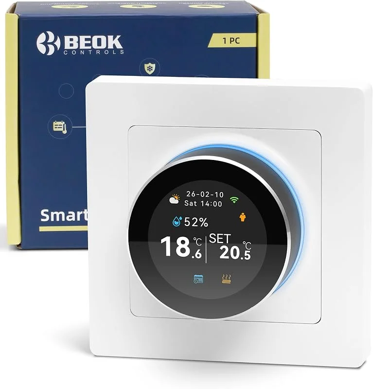 Termostato WiFi Beok per riscaldamento a pavimento elettrico, termostato ambiente digitale Tuya Smart 16 A, 230 V, adatto a scatole da incasso da 55 mm, programmabile, compatibile con Alexa e Google