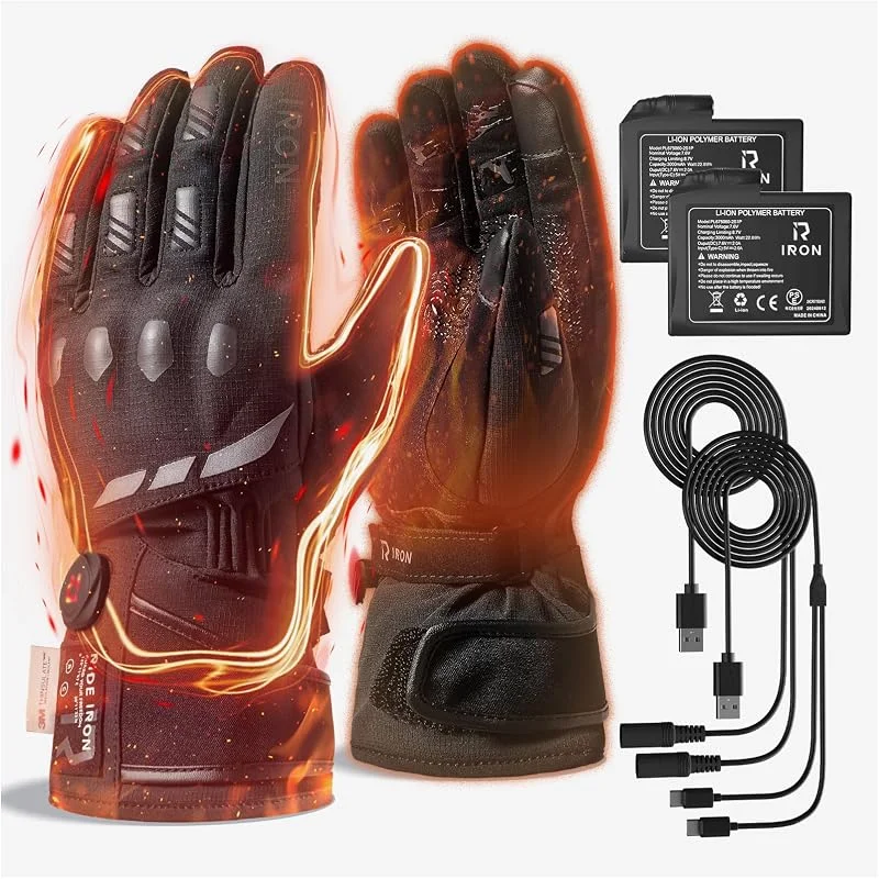 RIDEIRON Guanti Moto Riscaldati, Certificati CE, Touchscreen, Impermeabili — Abbigliamento riscaldato