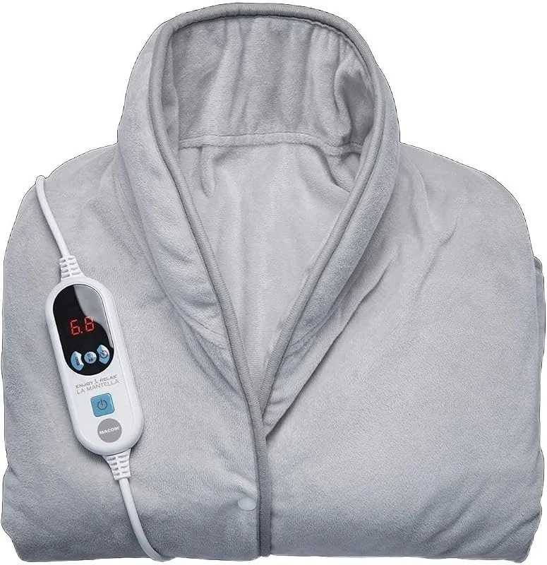 Macom, Morbida Mantella Termica in Plaid, Funzione Fast Heat, Riscaldamento Ultra Rapido, Telecomando Digitale a 6 Intensità di Calore, Enjoy & Relax 936 La Mantella