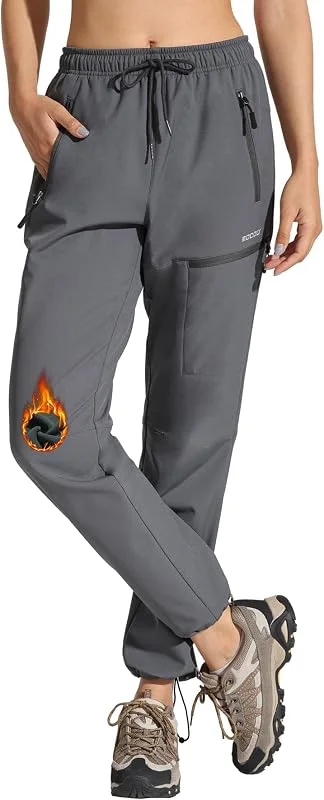 MOCOLY Pantaloni Trekking Donna Pantaloni Sci Invernali Impermeabili Felpati Termici Softshell Pantaloni Tuta Larghi Pantaloni Sportivi da Cargo per Montagna e Sport Outdoor Lavoro — Abbigliamento riscaldato