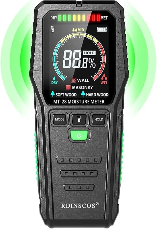 RDINSCOS Misuratore di Umidità per Pareti Misurazione Non Distruttiva Misuratore di Umidità del Legno con Display LCD Rilevatore di Umidità per Pareti, Legno, Caravan, Tetto, Pavimento — Umidificatore