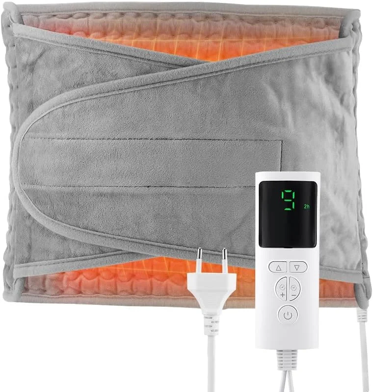 Termoforo Elettrico Termoforo Lombare con 9 Livelli di Temperatura e 4 Impostazioni di Tempo, Cuscino Riscaldante Elettrico Spegnimento Automatico per Schiena, Collo, Spalle, Addome 126 x 30cm — Riscaldamento
